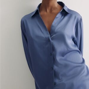 H&M Blue Satin Blouse
